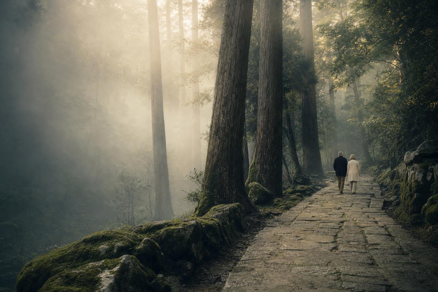 The sacred mountain landscape connecting Koyasan and Kumano